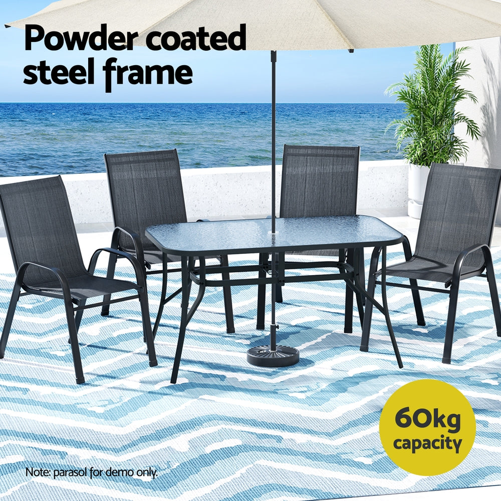 Gardeon 5-Piece Black Outdoor Dining Set