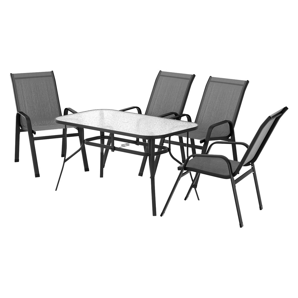 Gardeon 5PC Grey Outdoor Dining Set
