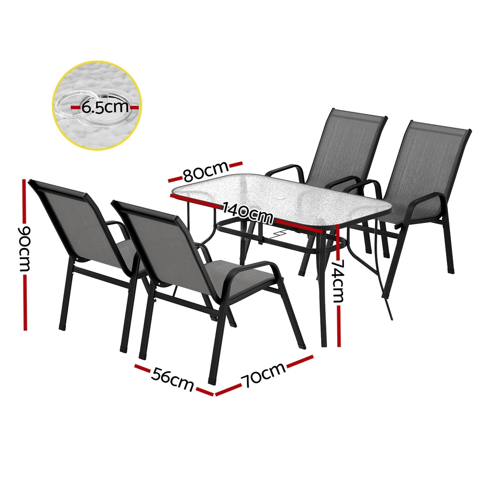 Gardeon 5PC Grey Outdoor Dining Set