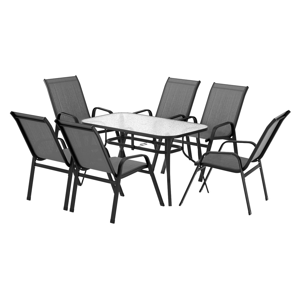 Gardeon 7PC Grey Outdoor Dining Set
