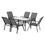 Gardeon 7PC Grey Outdoor Dining Set