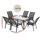 Gardeon 7PC Grey Outdoor Dining Set