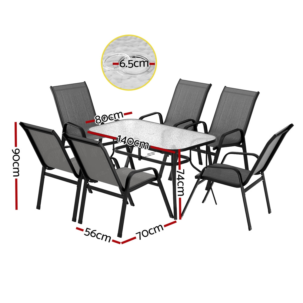 Gardeon 7PC Grey Outdoor Dining Set