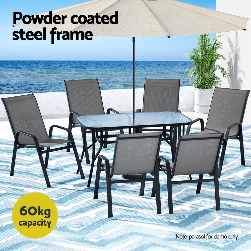 Gardeon 7PC Grey Outdoor Dining Set