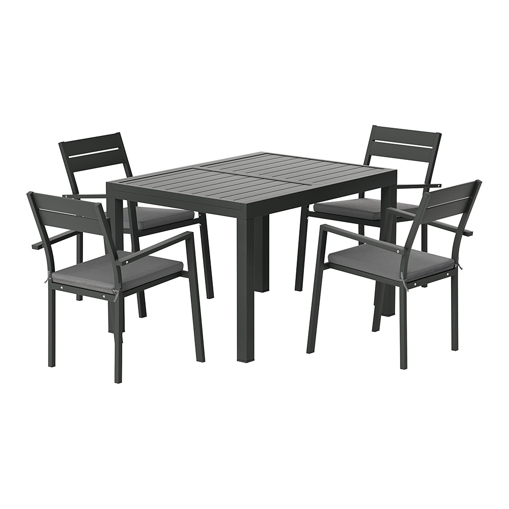Gardeon 5-Piece Black Aluminum Dining Set