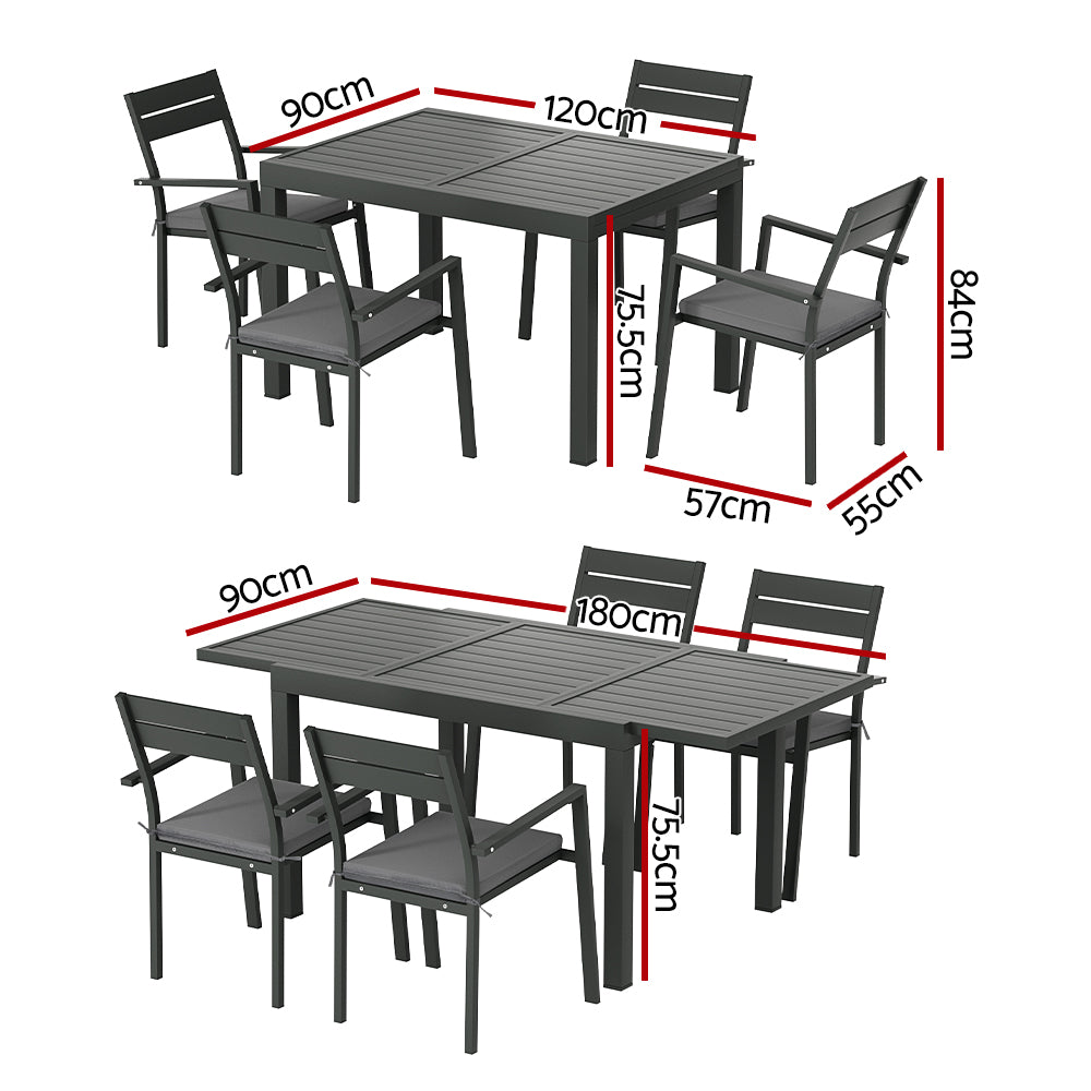 Gardeon 5-Piece Black Aluminum Dining Set