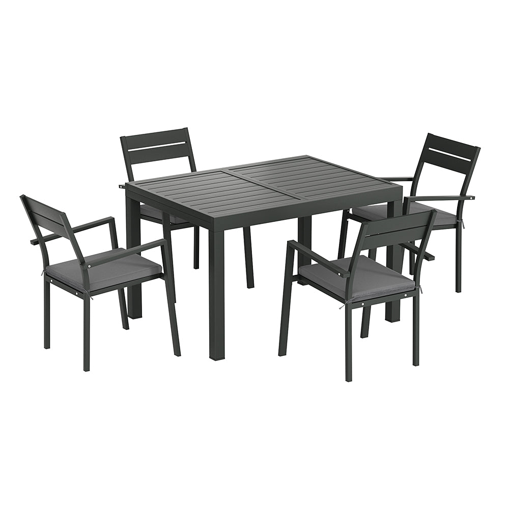 Gardeon 5-Piece Black Aluminum Dining Set