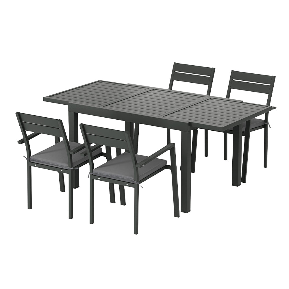 Gardeon 5-Piece Black Aluminum Dining Set