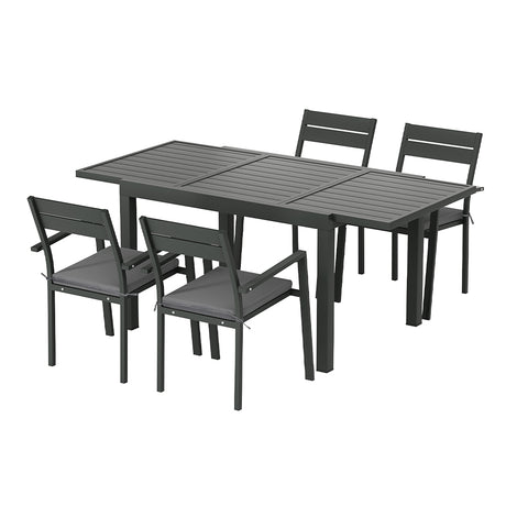 Gardeon 5-Piece Black Aluminum Dining Set