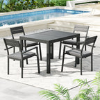 Gardeon 5-Piece Black Aluminum Dining Set