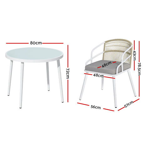 Gardeon 5-Piece White Outdoor Dining Set