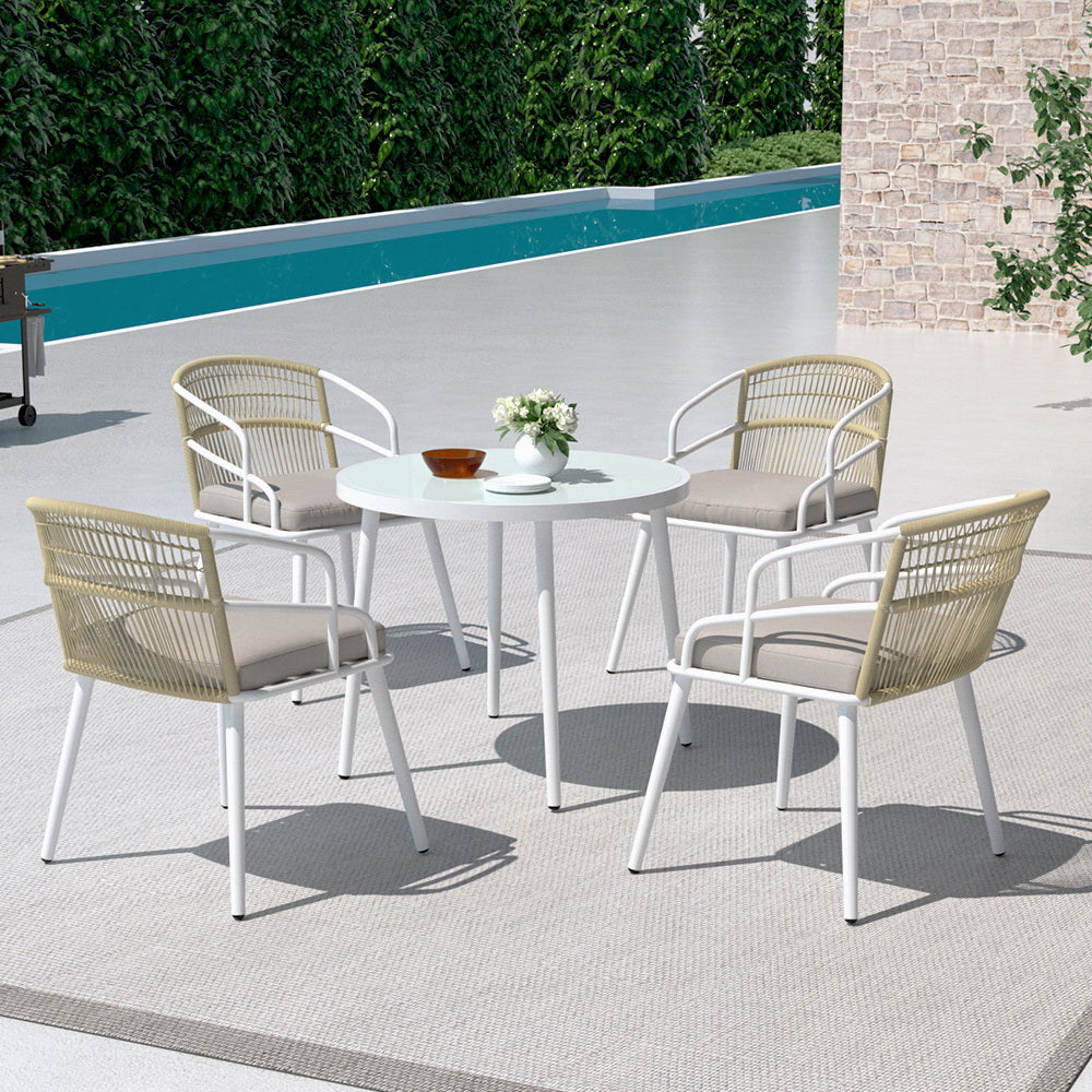 Gardeon 5-Piece White Outdoor Dining Set