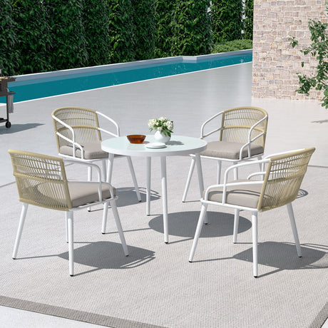 Gardeon 5-Piece White Outdoor Dining Set