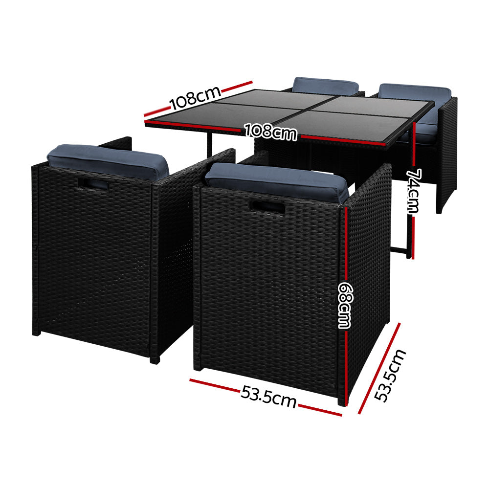 Gardeon 5-Piece Wicker Outdoor Dining Set