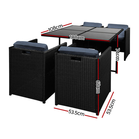 Gardeon 5-Piece Wicker Outdoor Dining Set