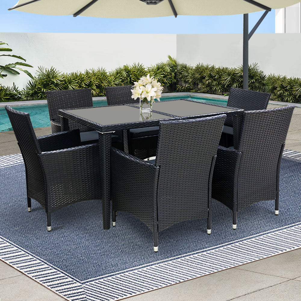 Gardeon Elegance Black 7-Piece Dining Set