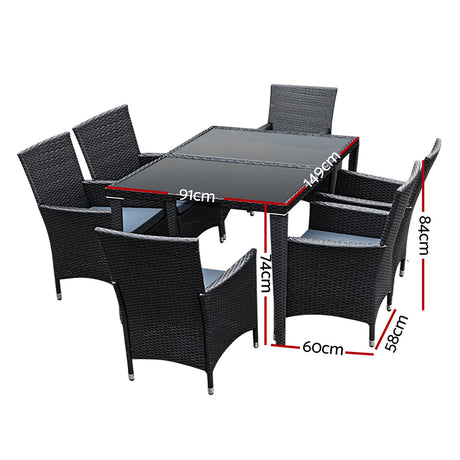 Gardeon Elegance Black 7-Piece Dining Set