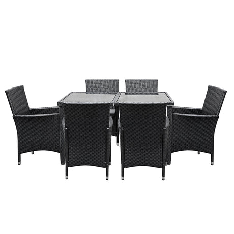 Gardeon Elegance Black 7-Piece Dining Set