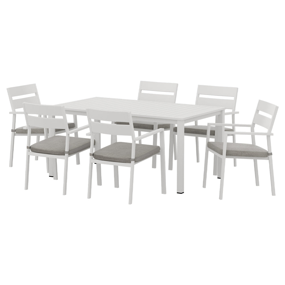 Gardeon 7-Piece White Aluminum Dining Set
