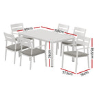 Gardeon 7-Piece White Aluminum Dining Set
