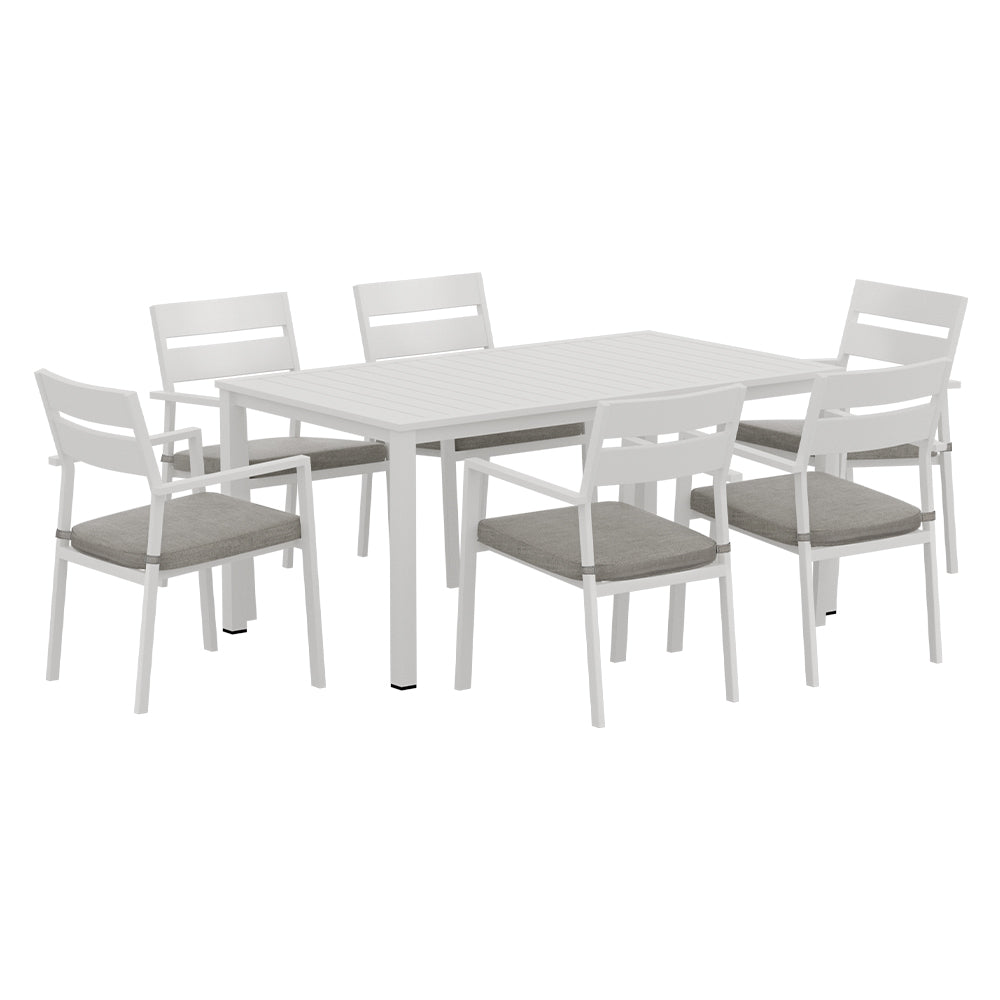 Gardeon 7-Piece White Aluminum Dining Set