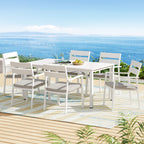 Gardeon 7-Piece White Aluminum Dining Set