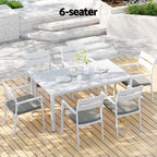 Gardeon 7-Piece White Aluminum Dining Set
