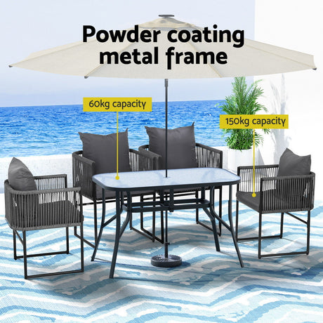Gardeon 5-Piece Weather-Resistant Outdoor Dining Set