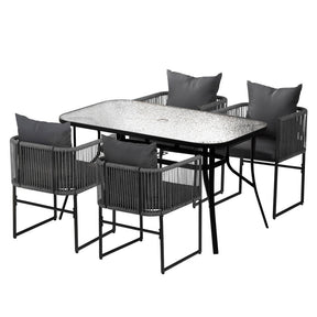 Gardeon 5-Piece Black Outdoor Dining Set