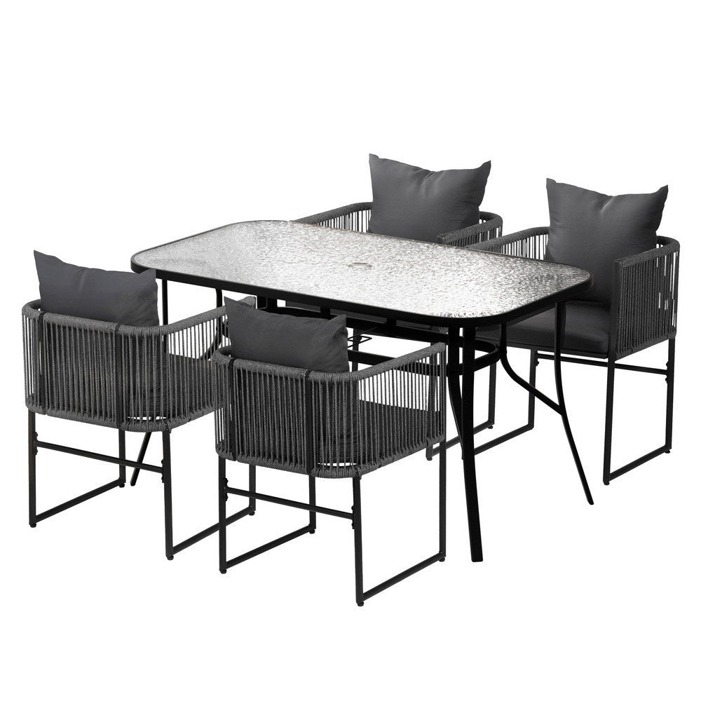 Gardeon 5-Piece Black Outdoor Dining Set