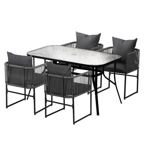 Gardeon 5-Piece Black Outdoor Dining Set