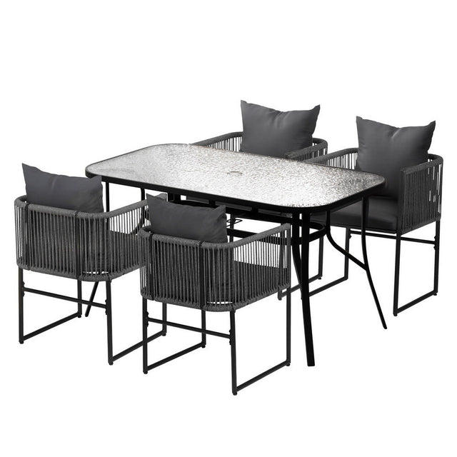 Gardeon 5-Piece Black Outdoor Dining Set