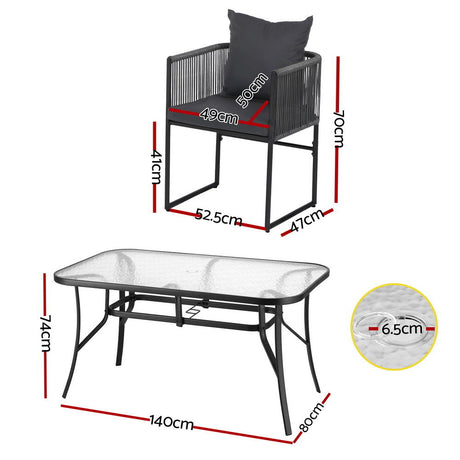 Gardeon 5-Piece Black Outdoor Dining Set