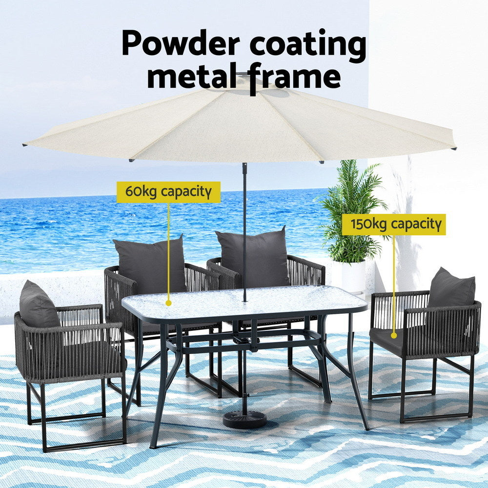Gardeon 5-Piece Black Outdoor Dining Set