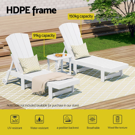 Gardeon 3-Piece Adjustable Outdoor Lounge Set