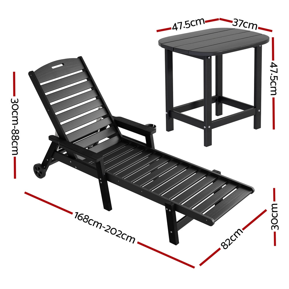 Gardeon 3-Piece Adjustable Sun Lounge Set