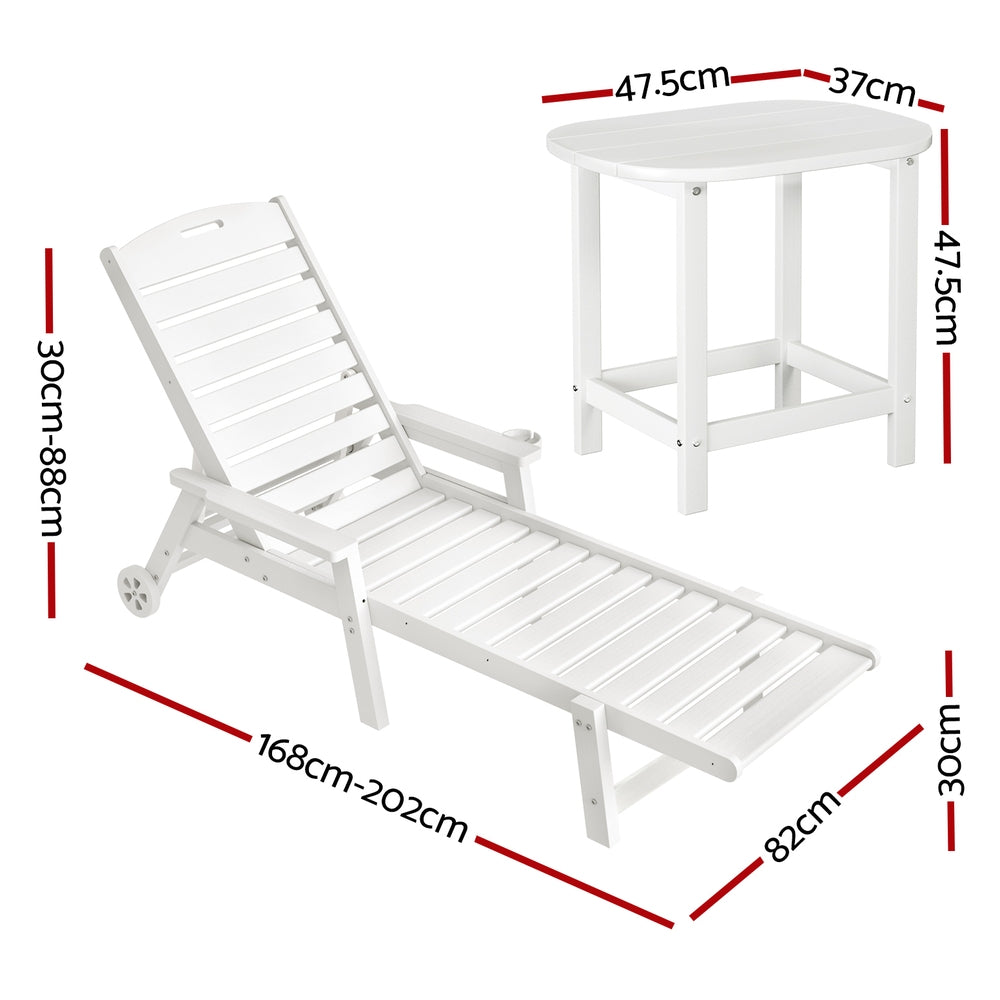 Gardeon 3-Piece Adjustable Sun Lounge Set