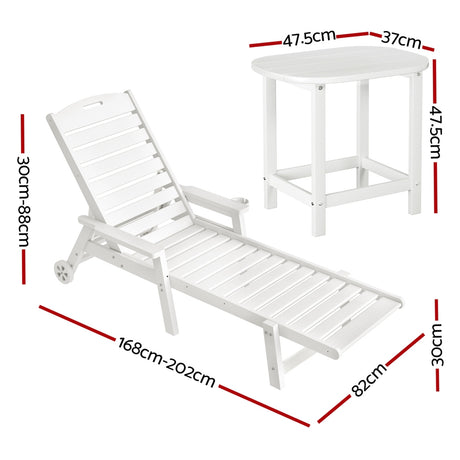 Gardeon 3-Piece Adjustable Sun Lounge Set