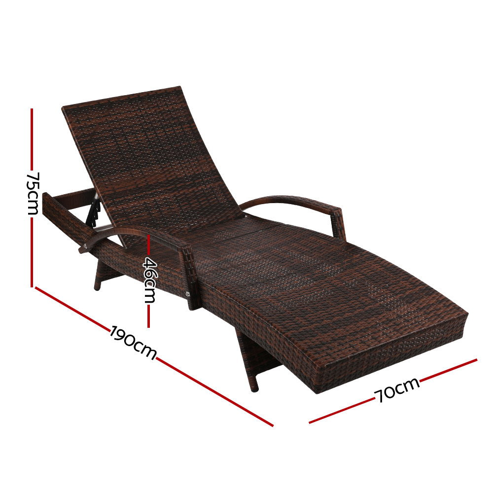 Gardeon Adjustable Wicker Sun Lounger