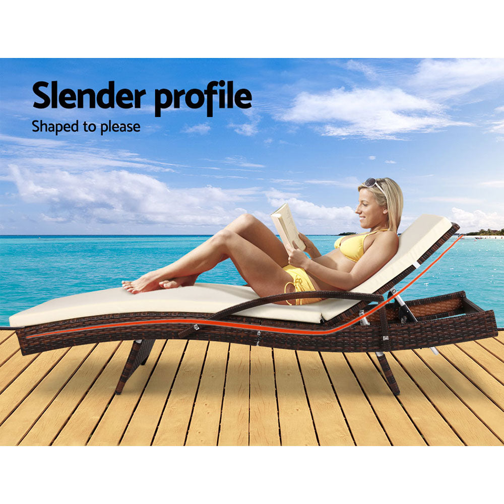 Gardeon Adjustable Wicker Sun Lounger