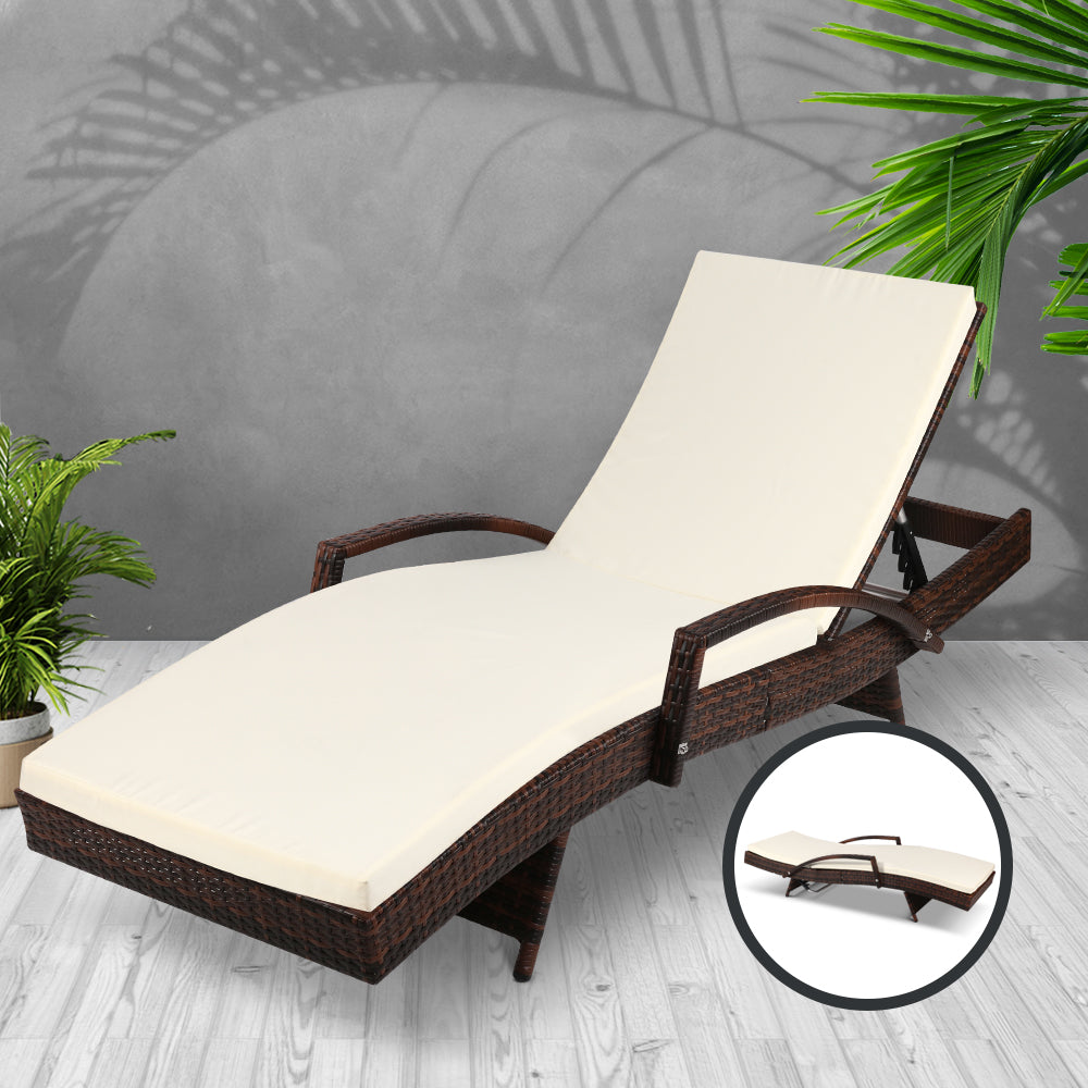 Gardeon Adjustable Wicker Sun Lounger