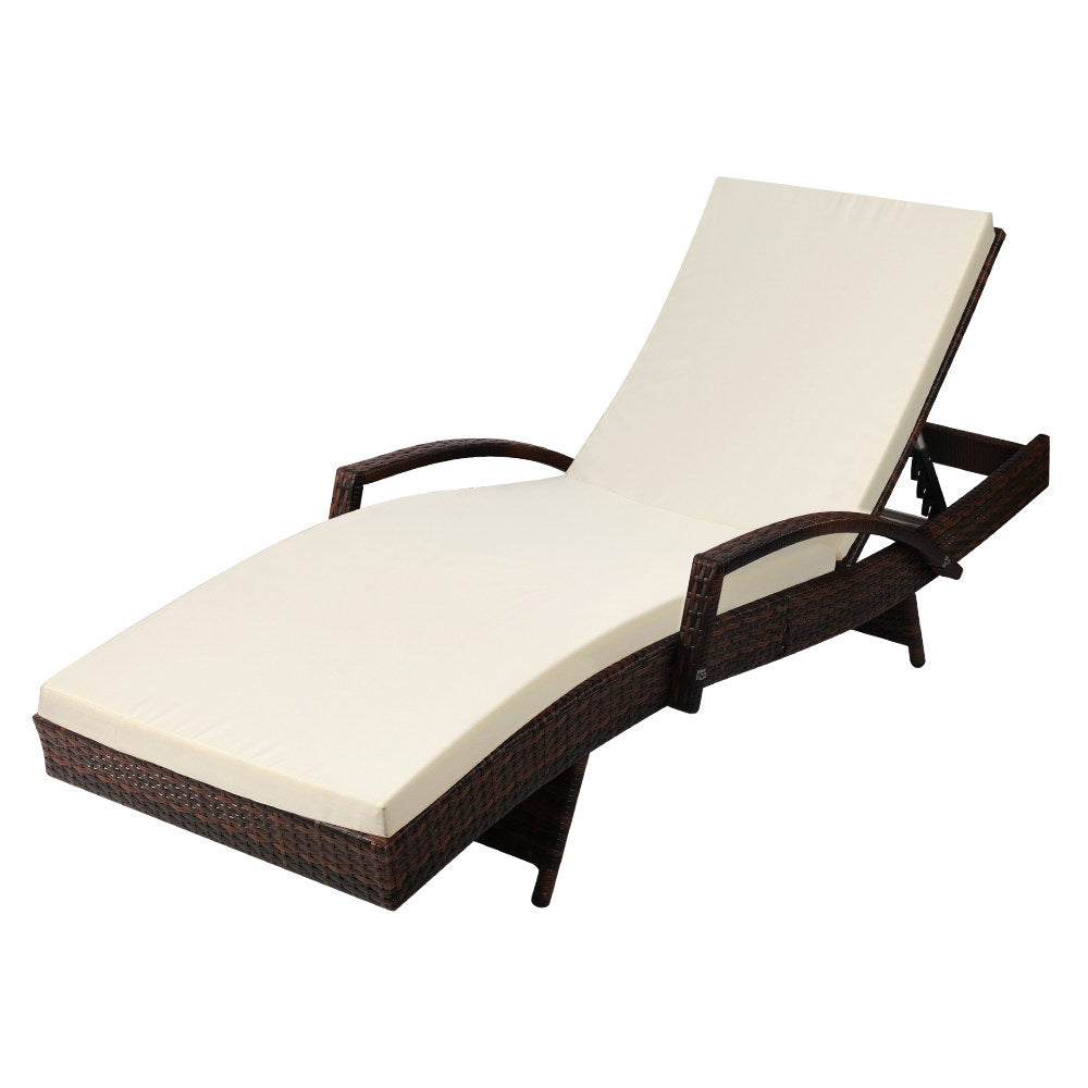 Gardeon Adjustable Wicker Sun Lounger