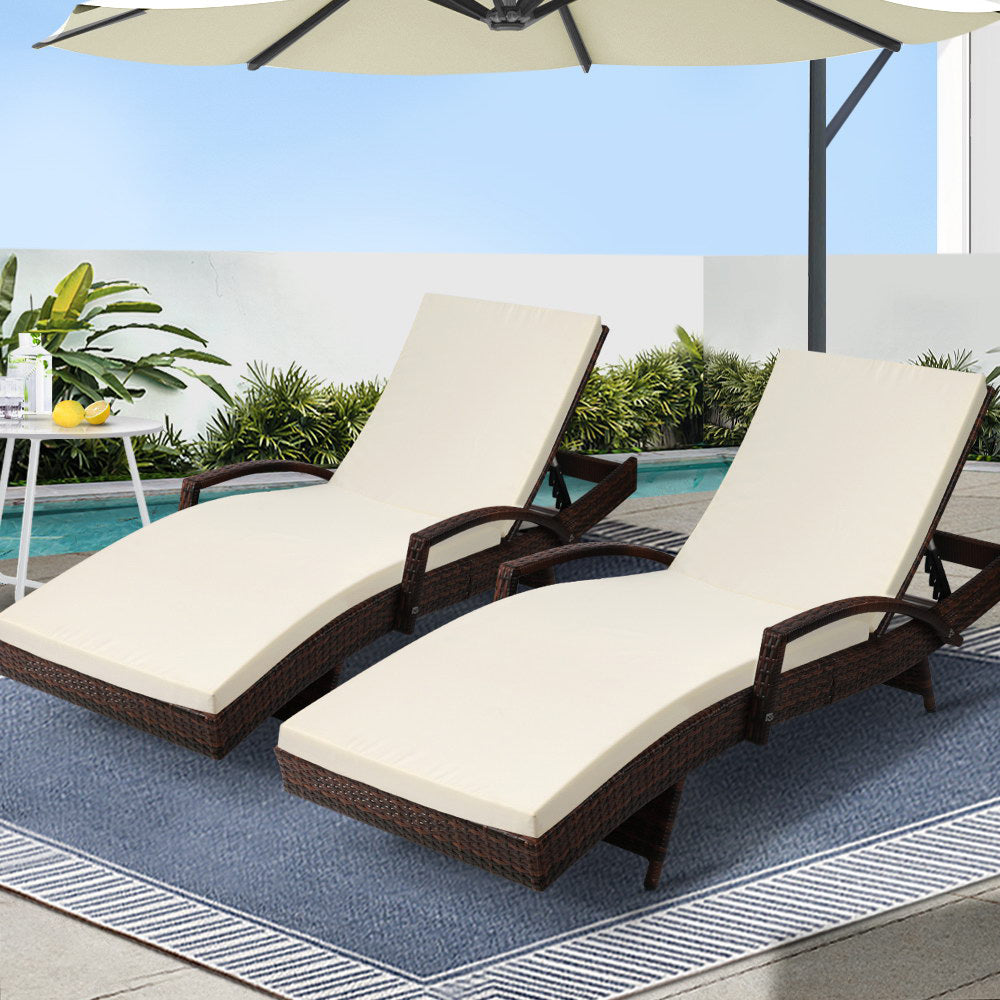 Gardeon Adjustable Wicker Sun Lounger