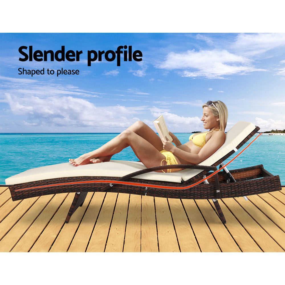 Gardeon Adjustable Wicker Sun Lounger