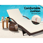 Gardeon Adjustable Wicker Sun Lounger