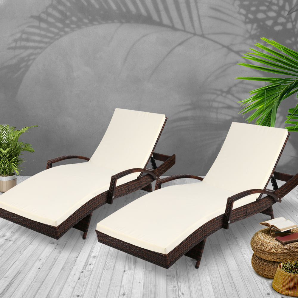 Gardeon Adjustable Wicker Sun Lounger