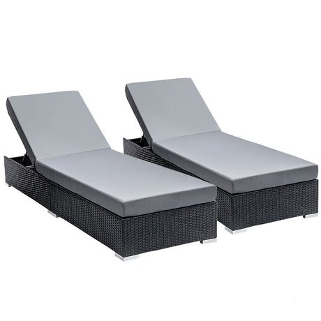 Gardeon 2PC Adjustable Wicker Sun Lounge
