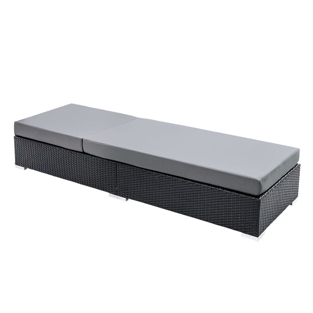 Gardeon 2PC Adjustable Wicker Sun Lounge