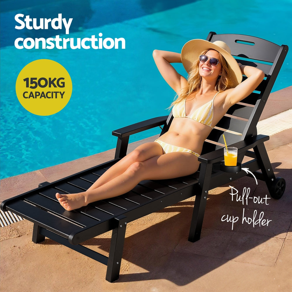 Gardeon Adjustable HDPE Sun Lounge Chair
