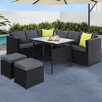 Gardeon Black Outdoor Dining Set with Cushions